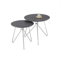 SADA ODKLÁDACÍCH STOLKŮ, antracitová, barvy niklu, kov, kompozitní dřevo,  - antracitová/barvy niklu, Design, kov/kompozitní dřevo - Xora