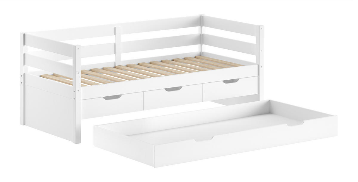 AUSZIEHBETT 90/200 cm  in Weiß  - Naturfarben/Weiß, MODERN, Holz (90/200cm) - Vipack