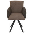 ARMLEHNSTUHL   Webstoff, Mikrofaser  - Schwarz/Braun, Design, Textil/Metall (60/96/61cm) - Linea Natura
