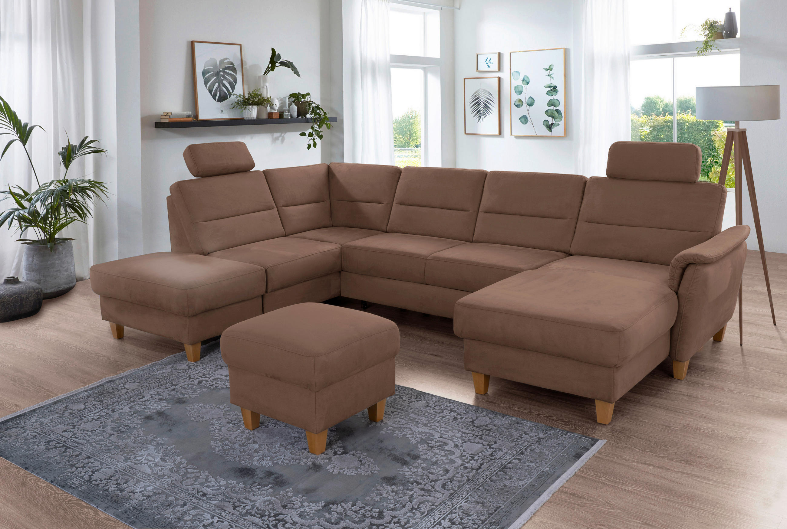 WOHNLANDSCHAFT PALMERA V Braun Mikrofaser  - Eichefarben/Braun, KONVENTIONELL, Holz/Textil (212/308/163cm) - Sit & More