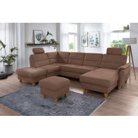 WOHNLANDSCHAFT PALMERA V Braun Mikrofaser  - Eichefarben/Braun, KONVENTIONELL, Holz/Textil (212/308/163cm) - Sit & More