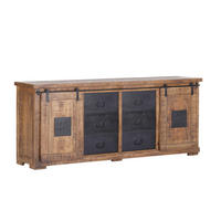 SIDEBOARD  195/85/45 cm 6 Schublade(n)  - Schwarz/Naturfarben, LIFESTYLE, Holz/Metall (195/85/45cm) - Landscape