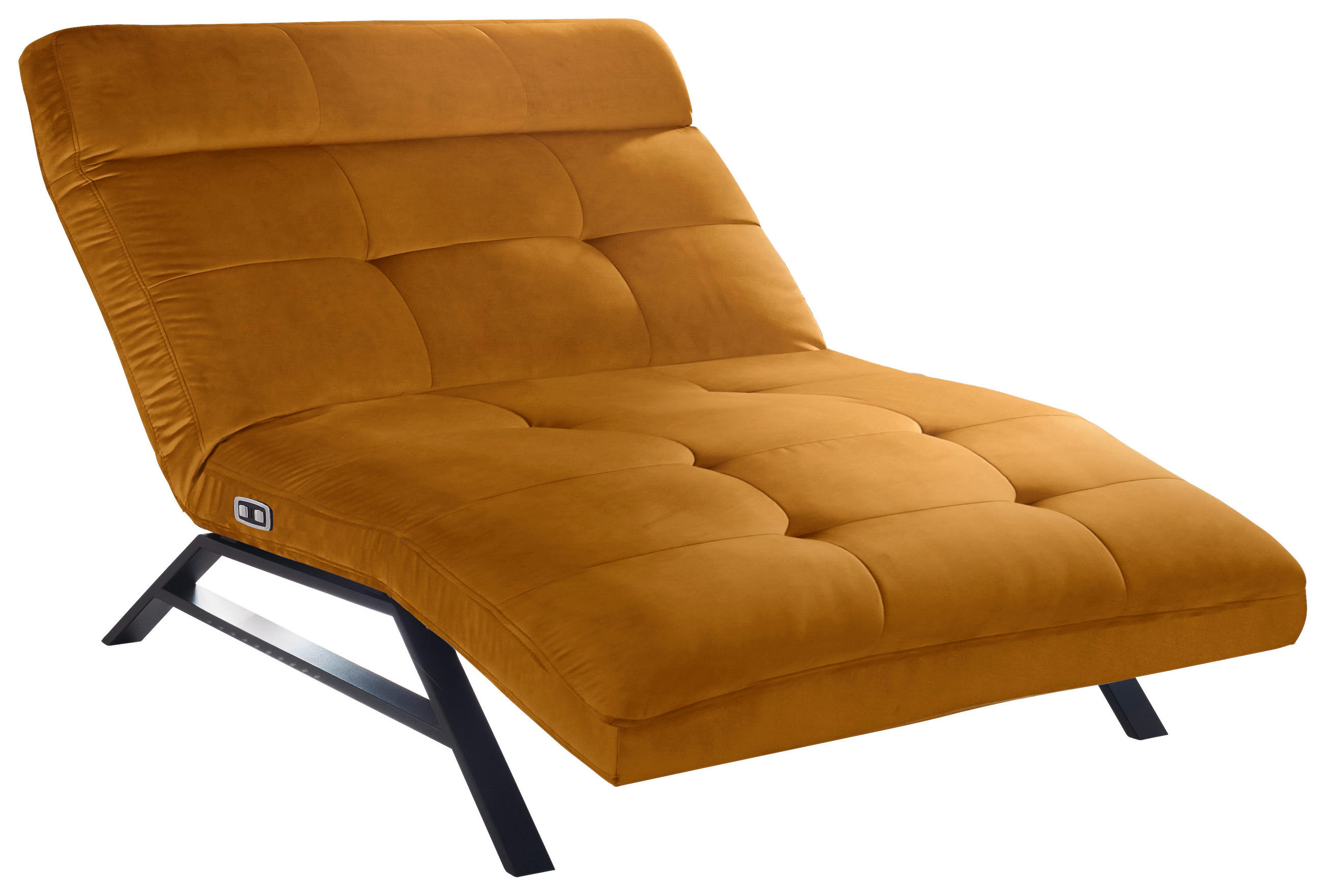 Liege mit motorischer Relaxfkt Mikrofaser Braun, Orange  - Schwarz/Braun, Design, Textil/Metall (120/54-113/158-198cm) - Pure Home Lifestyle