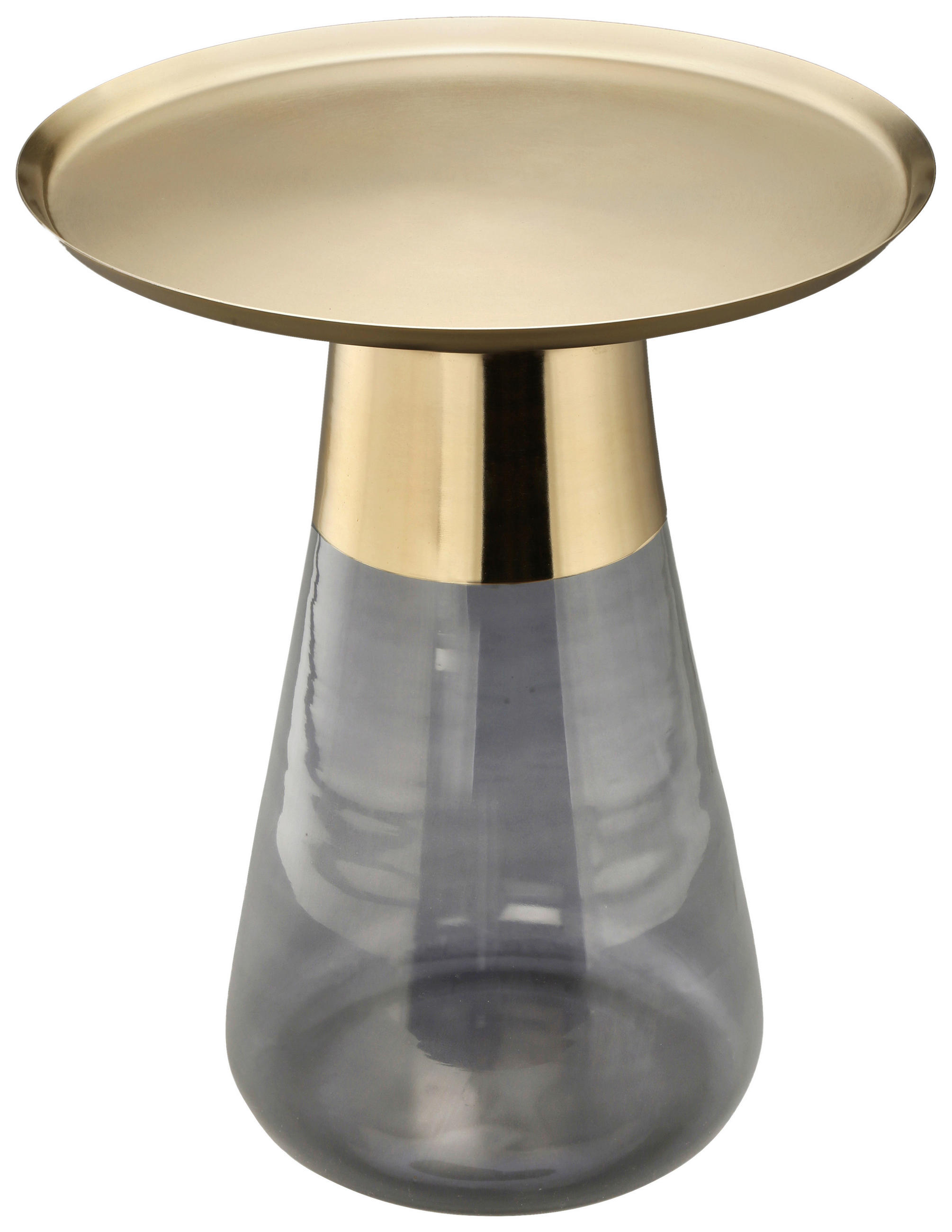 BEISTELLTISCH in Metall, Glas  - Goldfarben/Grau, Design, Glas/Metall (42/51cm) - Kayoom
