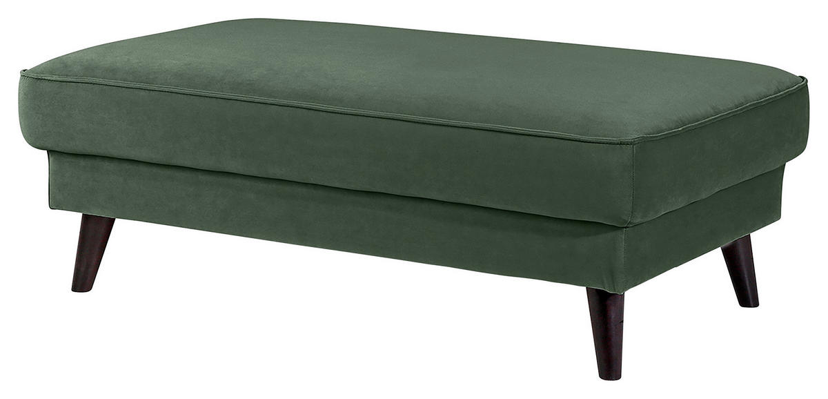 HOCKER Velours Dunkelgrün  - Wengefarben/Dunkelgrün, MODERN, Holz/Textil (123/45/74cm) - Trendmanufaktur