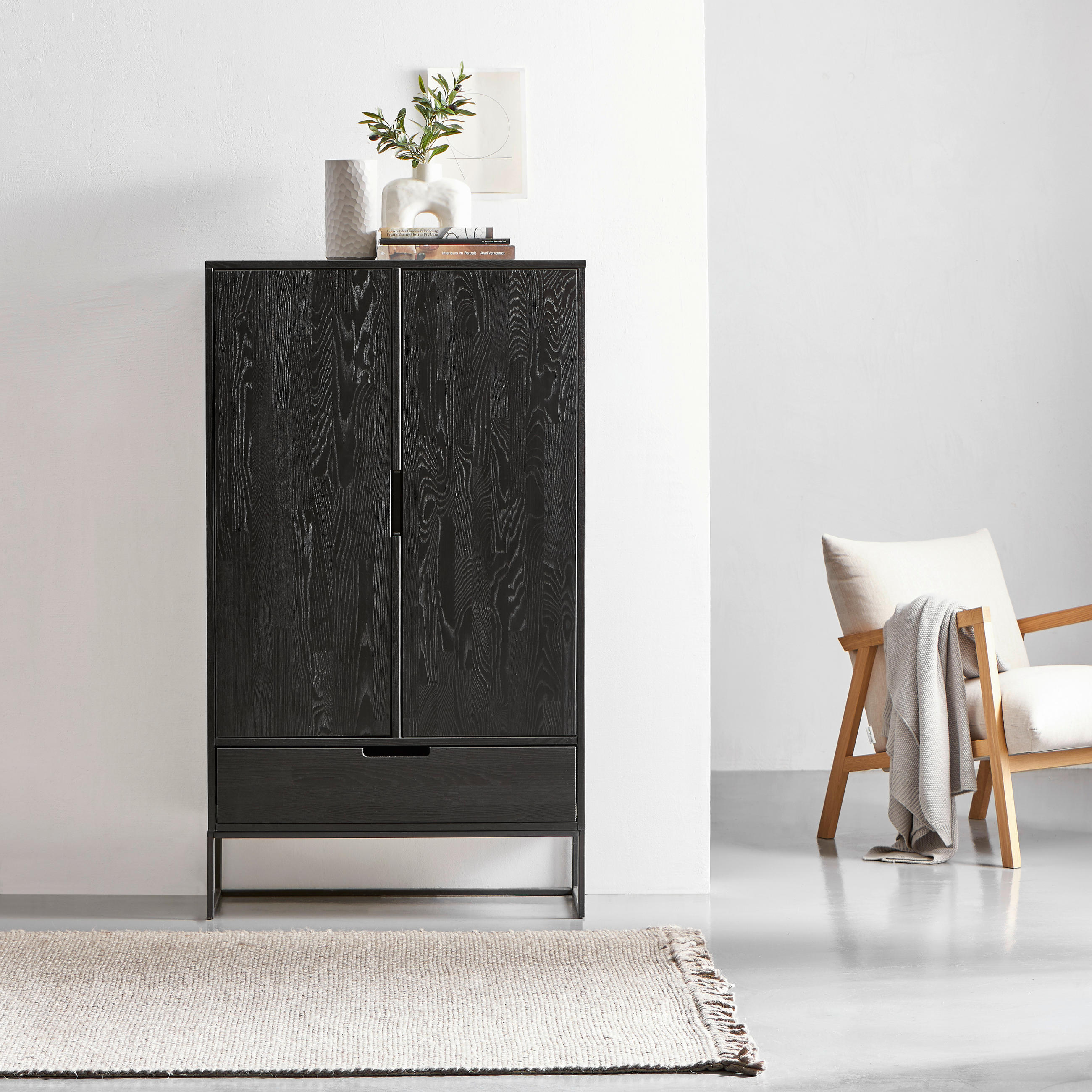 MEHRZWECKSCHRANK 85/149/35,5 cm  in Schwarz  - Schwarz, Design, Holz/Metall (85/149/35,5cm) - Livetastic