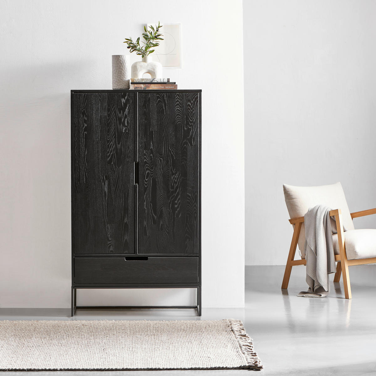 MEHRZWECKSCHRANK 85/149/35,5 cm  in Schwarz  - Schwarz, Design, Holz/Metall (85/149/35,5cm) - Livetastic
