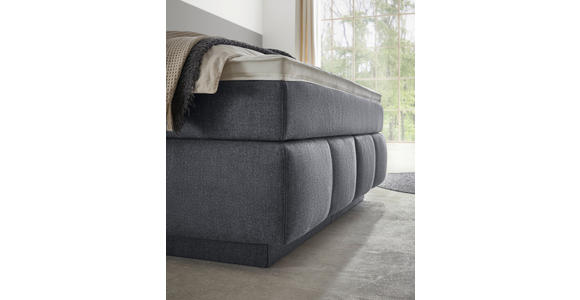 BOXSPRINGBETT 180/200 cm,  in Dunkelblau, Matratze, Topper, unterschiedliche Matratzenhärtegrade je Bettseite, H2 + H3 = mittel + fest  - Schwarz/Dunkelblau, KONVENTIONELL, Holz/Kunststoff (180/200cm) - Voleo