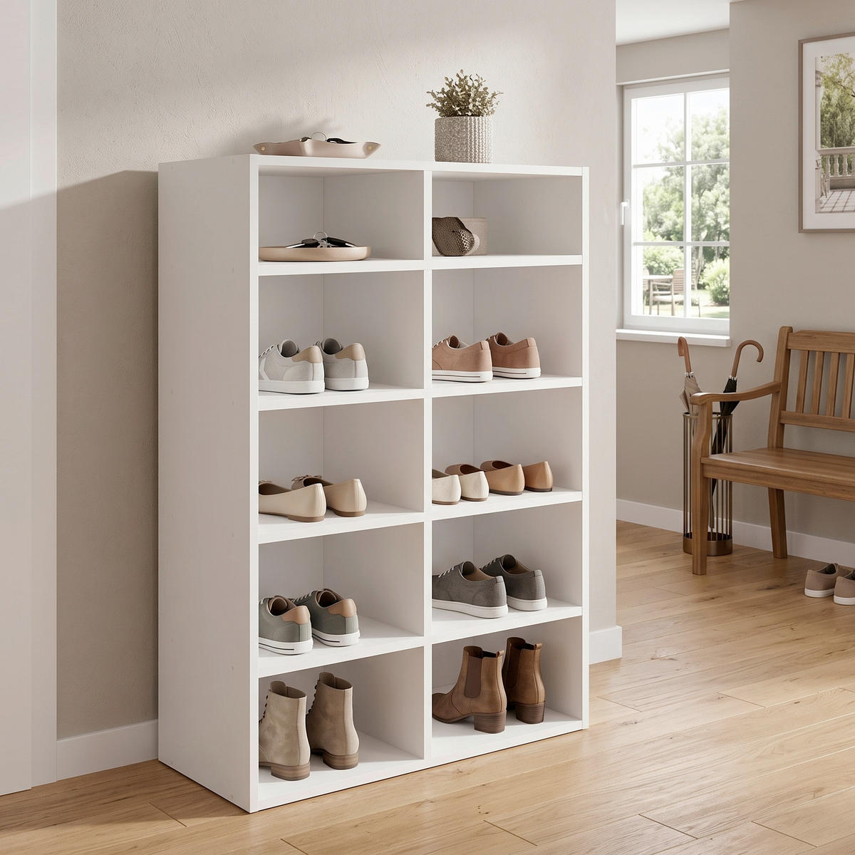 SCHUHREGAL Weiß  - Weiß, Design, Holzwerkstoff (55/84/30cm) - MID.YOU