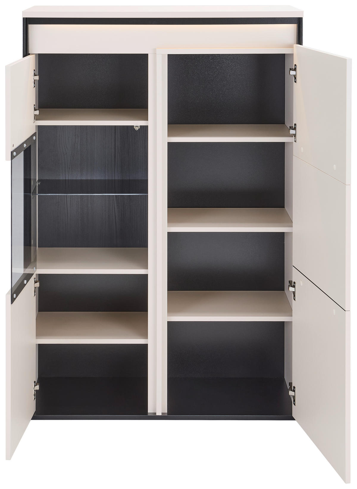 HIGHBOARD  95/140/41 cm  - Beige/Schwarz, Design, Glas/Holzwerkstoff (95/140/41cm) - Hom`in