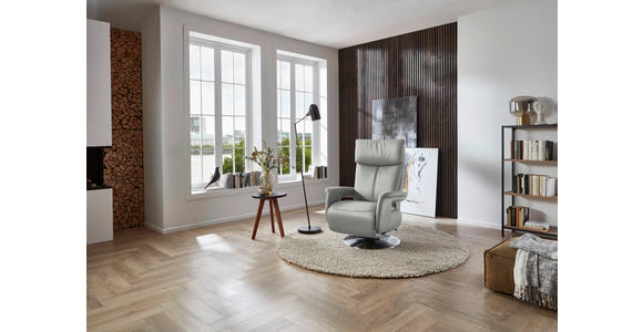 RELAXSESSEL in Leder Silberfarben - Edelstahlfarben/Silberfarben, Design, Leder/Metall (78/112/85cm) - Cantus