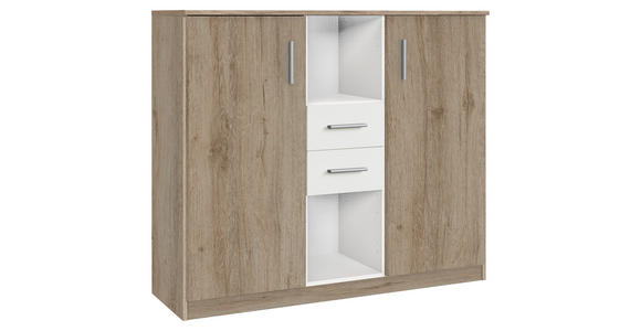 SIDEBOARD  122/105/41 cm 2 Schublade(n)  - Alufarben/Weiß, KONVENTIONELL, Holzwerkstoff/Kunststoff (122/105/41cm) - Carryhome