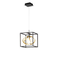 LAMPĂ SUSPENDATĂ CU LED  - auriu/negru, Design, metal (27/27cm)