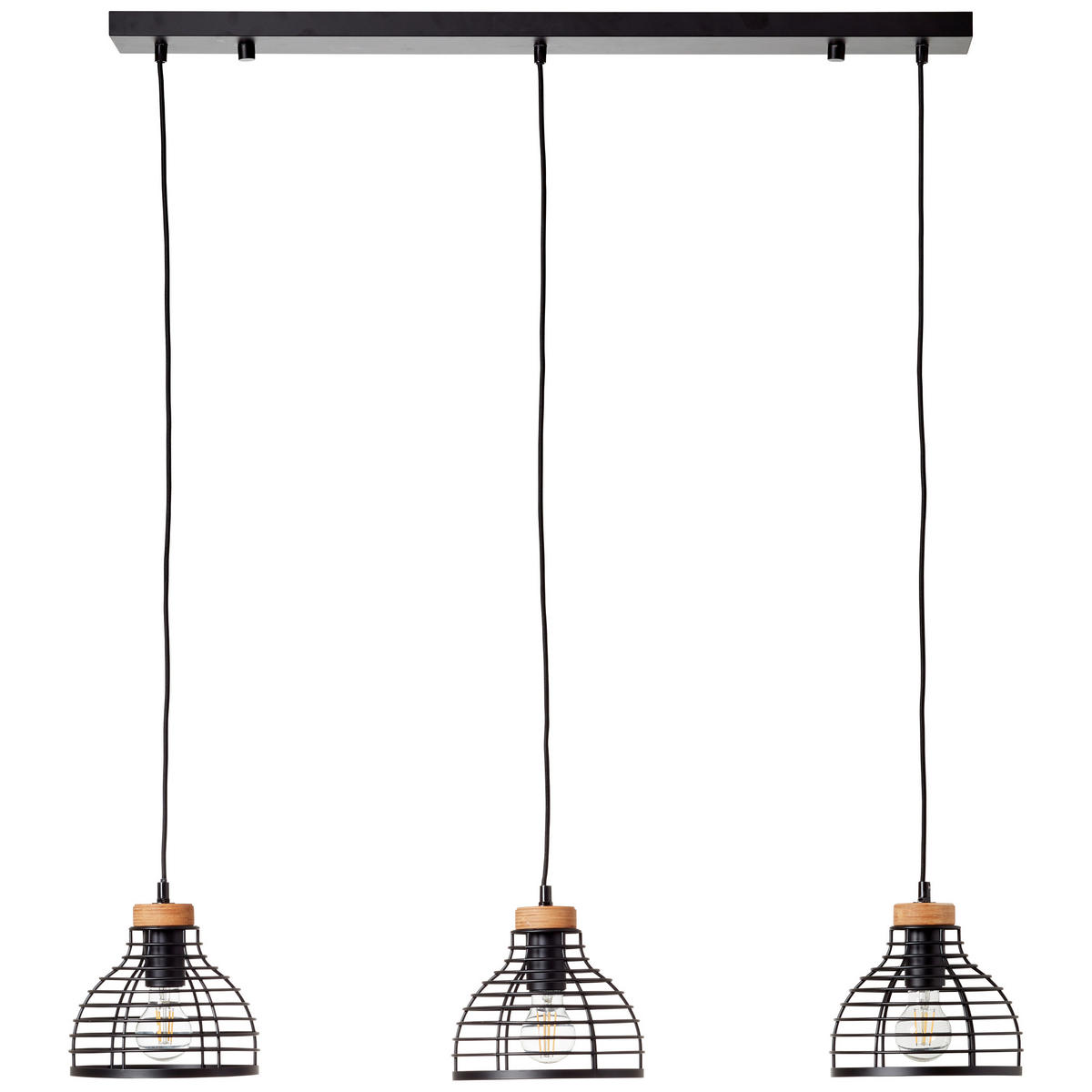 PENDELLEUCHTE 100/25/120 cm    - Schwarz, Natur, Holz/Metall (100/25/120cm) - Brilliant