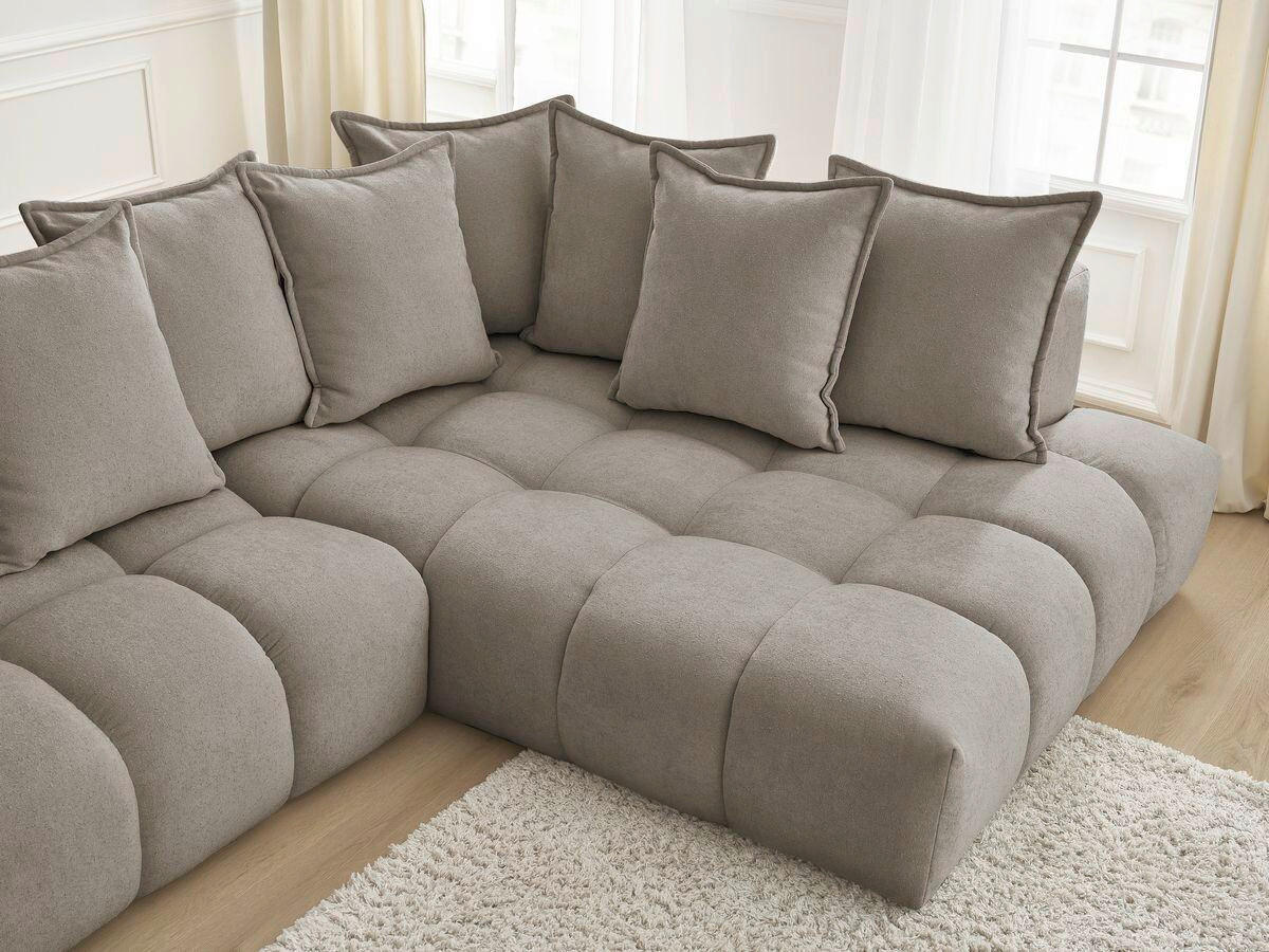ECKSOFA Ottomane rechts  EVEREST Taupe Struktur  - Taupe/Schwarz, MODERN, Kunststoff/Textil (352/210cm)