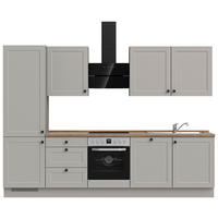 KÜCHENLEERBLOCK 300 cm   in Grau, Eiche dunkel  - Eiche dunkel/Schwarz, MODERN, Holzwerkstoff/Metall (300cm) - Nobilia