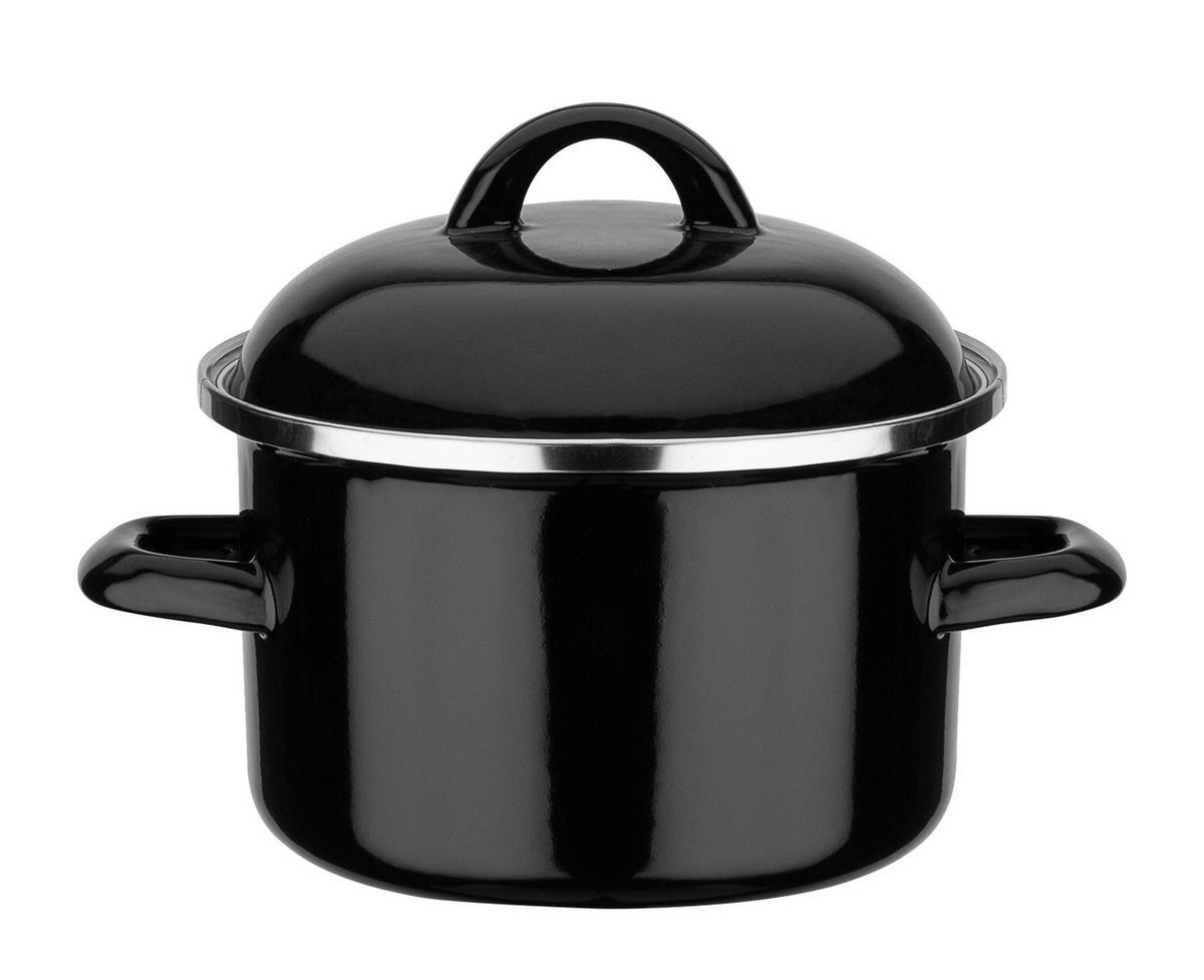 KOCHTOPFSET Black & White 4-teilig  - Schwarz, Basics, Metall - GSW