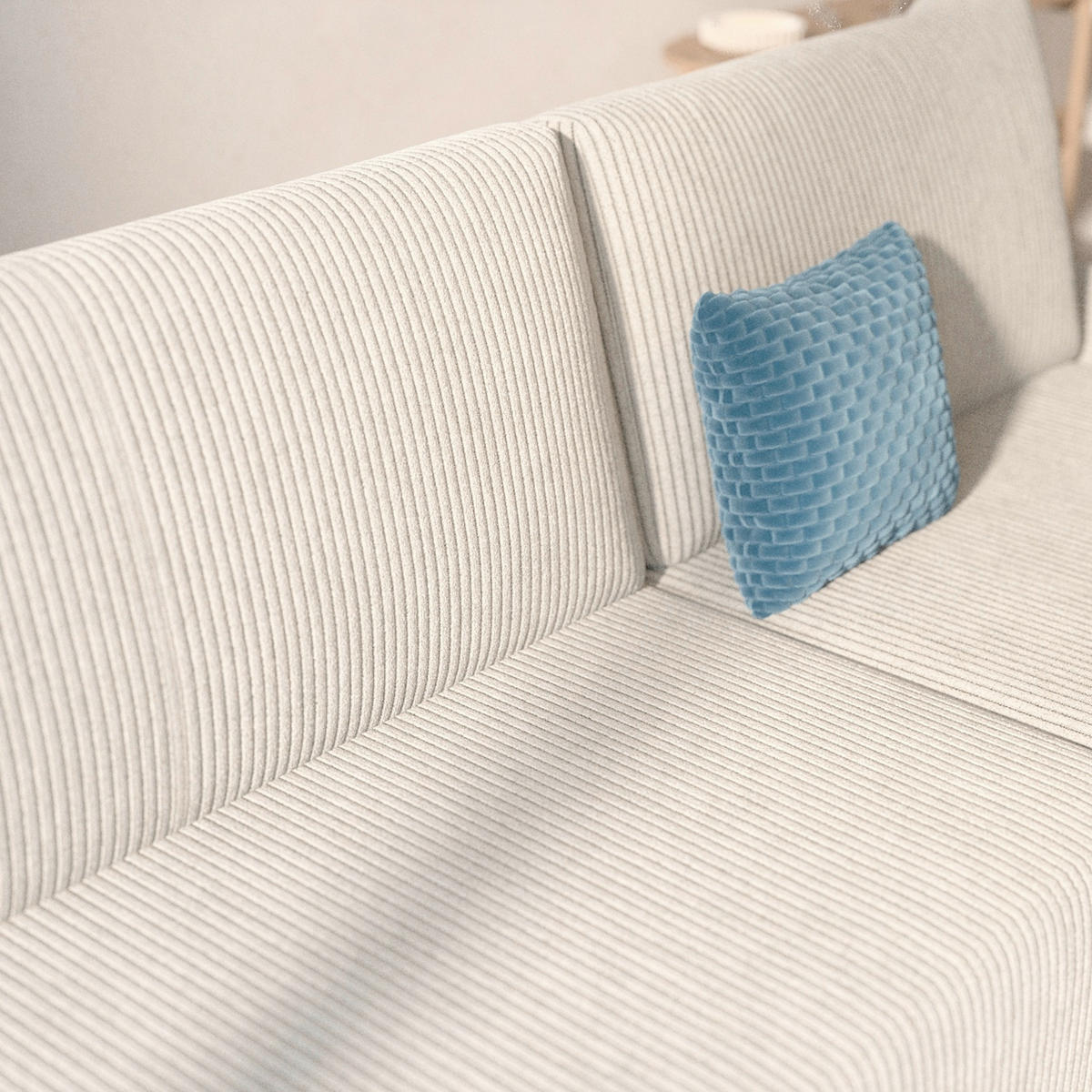 ECKSOFA LOCO in Cord Hellbraun  - Hellbraun/Schwarz, Design, Kunststoff/Textil (174/245cm) - MID.YOU