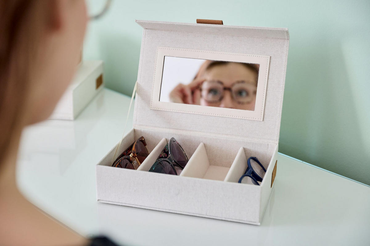 BRILLENBOX - Beige, Basics, Karton/Textil (24/16/6cm) - Store It