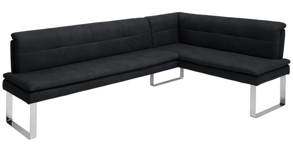 ECKBANK 213/154 cm Mikrofaser Schwarz, Chromfarben Metall - Chromfarben/Schwarz, Design, Textil/Metall (213/154cm) - Novel