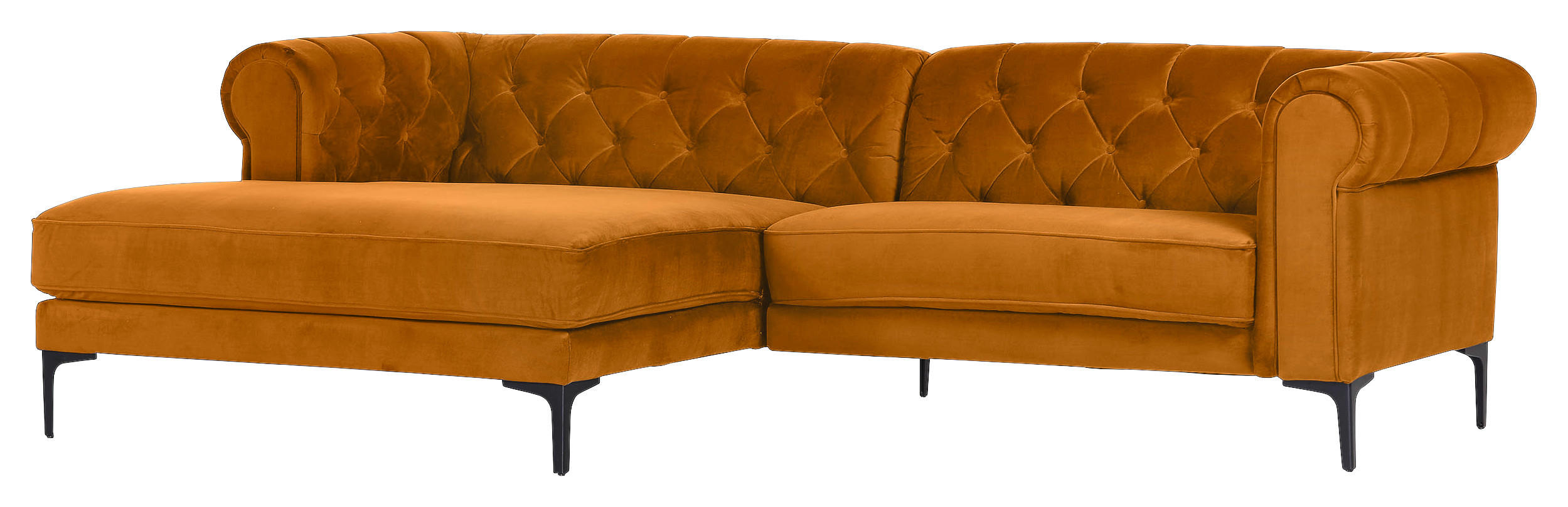 CHESTERFIELD-WOHNLANDSCHAFT Gelb Samt - Gelb/Schwarz, Design, Textil/Metall (155/260cm) - Carryhome