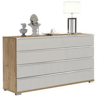 SIDEBOARD 149/82/42 cm  in Champagner, Eiche Bianco  - Chromfarben/Eiche Bianco, Basics, Glas/Holzwerkstoff (149/82/42cm) - Venda