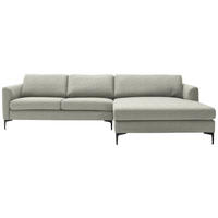 ECKSOFA in Flachgewebe Naturfarben  310/195 cm  - Schwarz/Naturfarben, Design, Textil/Metall (310/195cm) - Schöner Wohnen