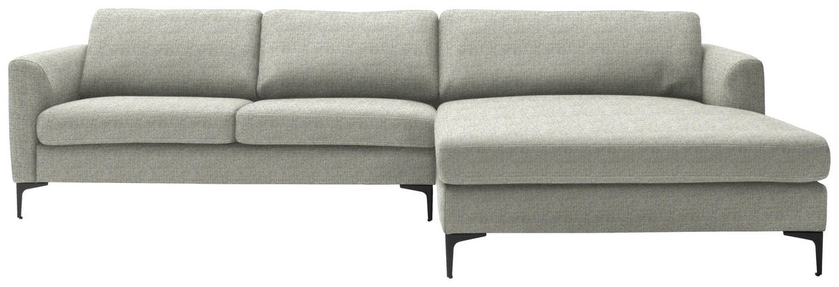 ECKSOFA in Flachgewebe Naturfarben  310/195 cm  - Schwarz/Naturfarben, Design, Textil/Metall (310/195cm) - Schöner Wohnen