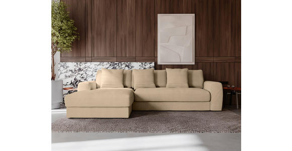 ECKSOFA in Cord Beige  182/302 cm  - Beige/Schwarz, MODERN, Kunststoff/Textil (182/302cm) - Carryhome