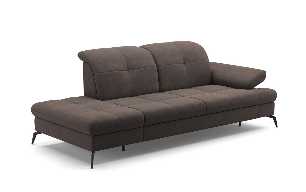 RÉCAMIERE in Flachgewebe Graphitfarben  - Schwarz/Graphitfarben, Konventionell, Textil/Metall (231/90/122cm) - Sit & More