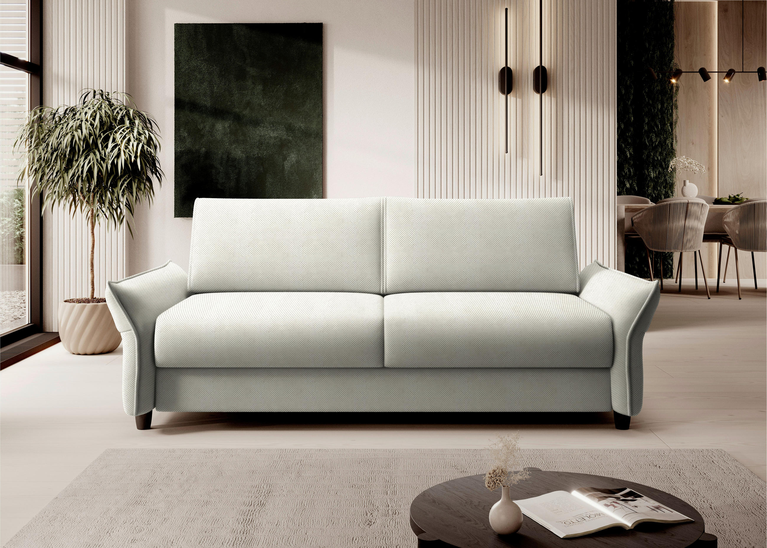 SCHLAFSOFA Webstoff Ecru  - Ecru/Schwarz, KONVENTIONELL, Kunststoff/Textil (198/82/106cm) - MID.YOU