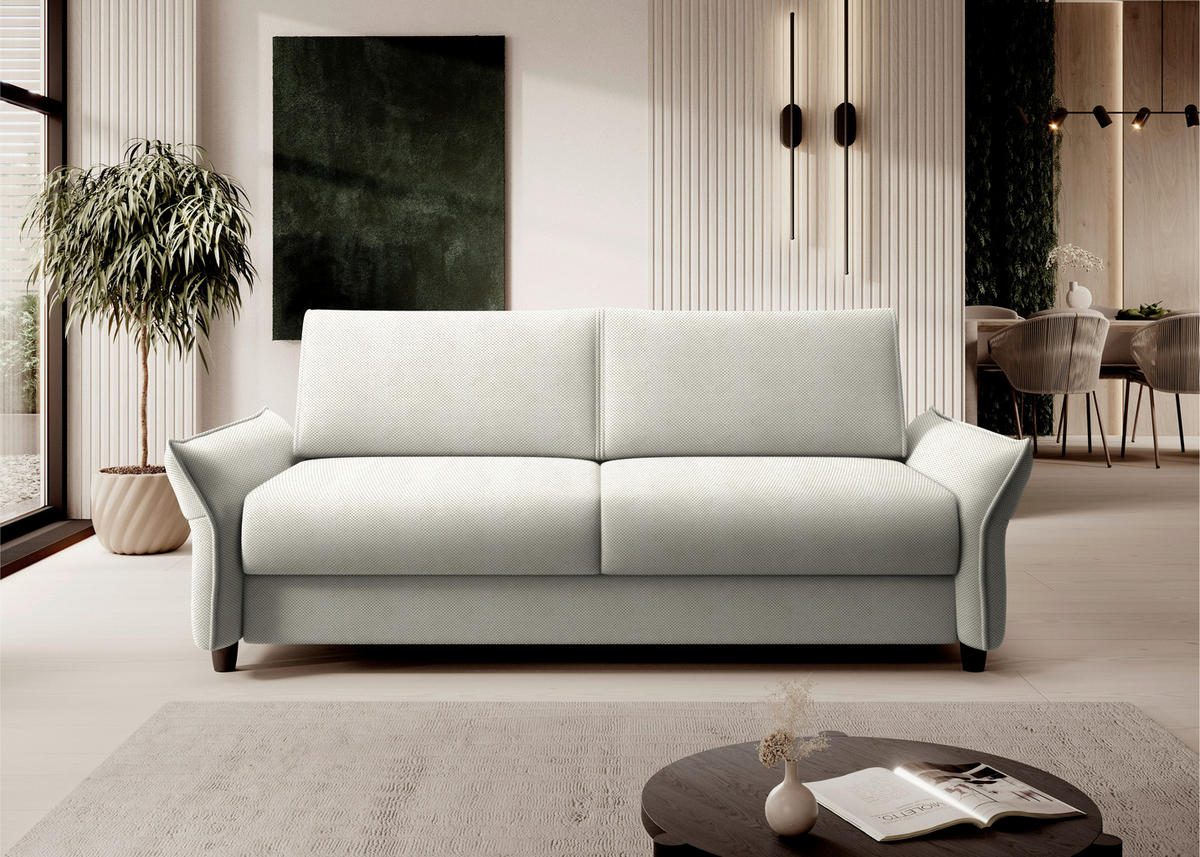 SCHLAFSOFA in Textil Ecru  - Ecru/Schwarz, Konventionell, Kunststoff/Textil (198/82/106cm) - Ti'me