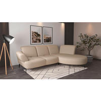 ECKSOFA DANCE E Creme Flachgewebe  - Creme/Schwarz, MODERN, Textil/Metall (313/208cm) - Sit & More