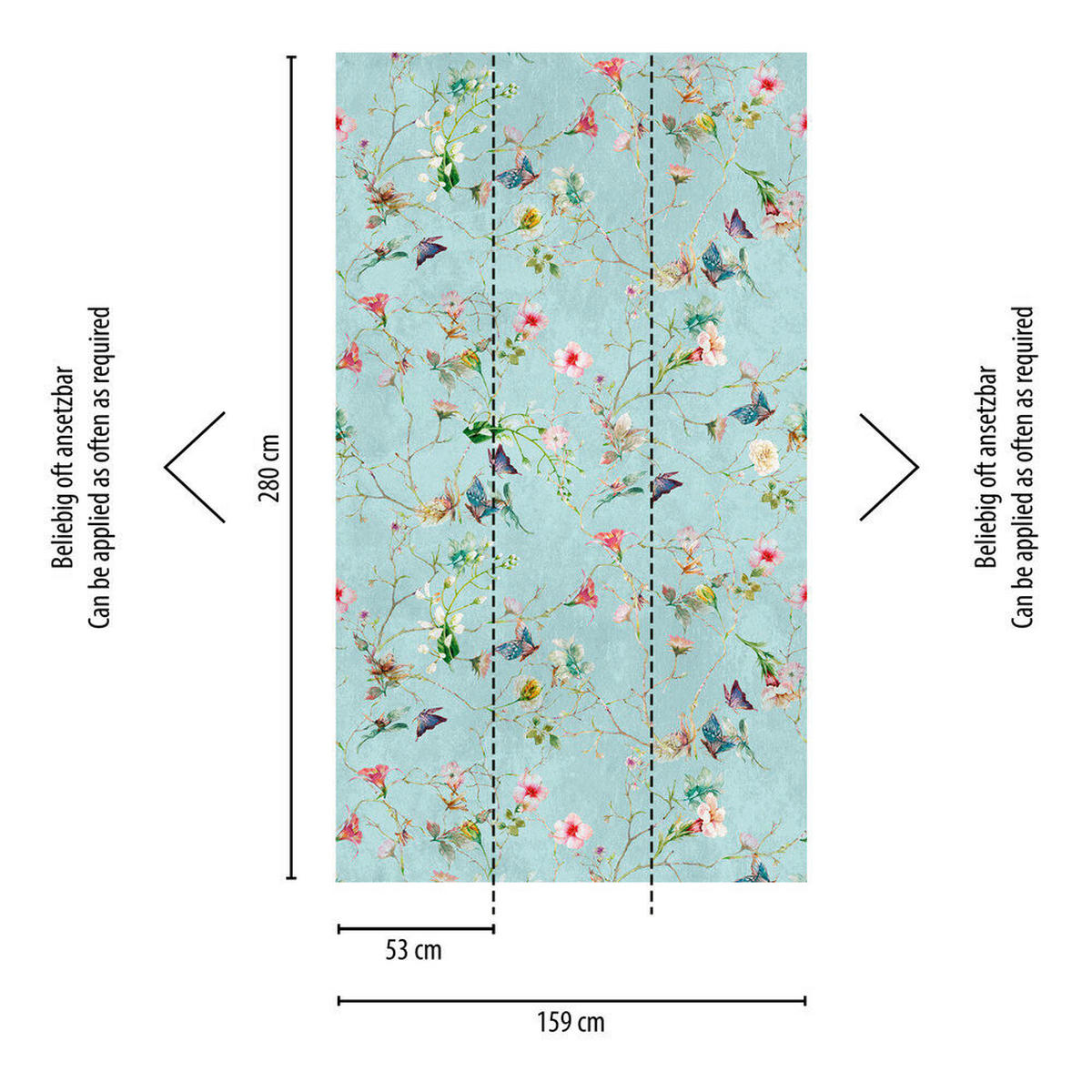 FOTOTAPETA - roza/turkizna, Romantika, papir (159*280cm)