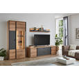WOHNWAND  in Schwarz, Eichefarben, Dunkelgrau  312,4/208,8/50 cm  - Eichefarben/Dunkelgrau, KONVENTIONELL, Glas/Holzwerkstoff (312,4/208,8/50cm) - Xora
