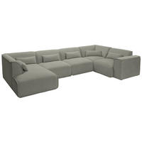 WOHNLANDSCHAFT LOMOCO MATEO in Flachgewebe Hellgrau  - Hellgrau/Schwarz, Design, Kunststoff/Textil (165/368/211cm) - Lomoco
