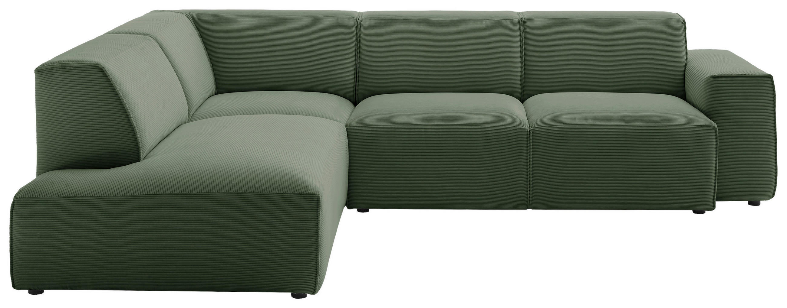 ECKSOFA Hellgrün Cord  - Schwarz/Hellgrün, Design, Kunststoff/Textil (210/270cm) - Pure Home Lifestyle