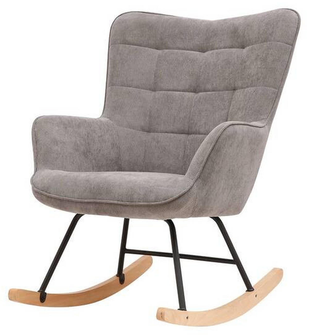 SCHAUKELSESSEL Cord Grau    - Buchefarben/Schwarz, MODERN, Holz/Textil (72/92/92cm) - MID.YOU