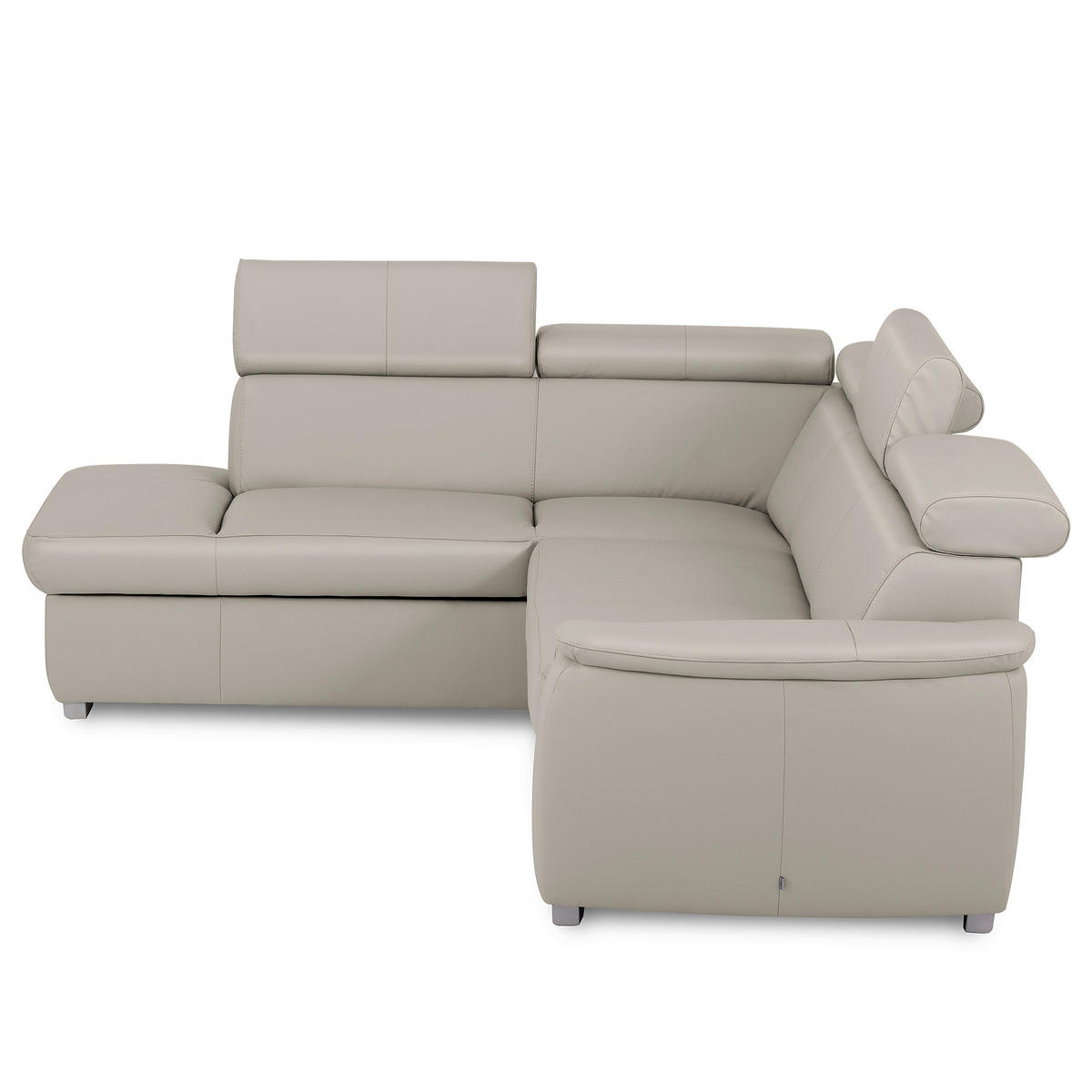 WOHNLANDSCHAFT  in Kombination Echtleder/Lederlook Platinfarben  - Platinfarben/Grau, Leder/Metall (211/262cm) - Celina Home