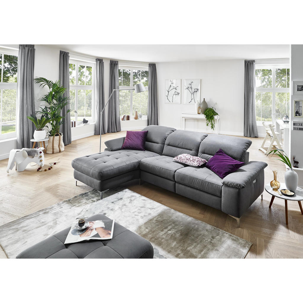 Thumbnail - Pure Home Comfort Ecksofa, Anthrazit, Textil, Ottomane links, L-Form, 280x184 cm, Blauer Engel, Goldenes M, Dgm, Stoffau...