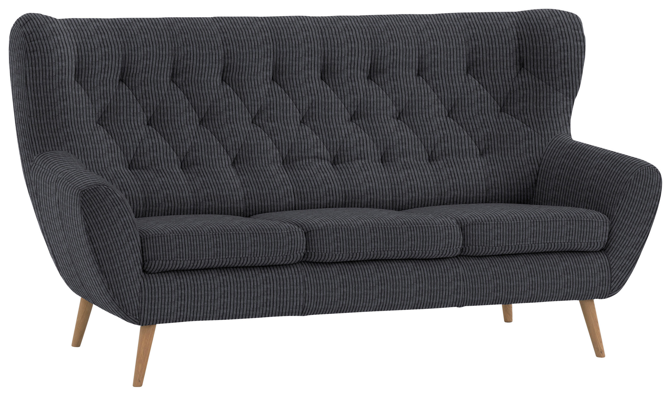 3-SITZER-SOFA in Cord Anthrazit  - Anthrazit, Design, Holz/Textil (187/101/95cm) - Stylife