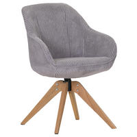 ARMLEHNSTUHL  in Cord  - Eichefarben/Hellgrau, LIFESTYLE, Holz/Textil (60/83/65cm) - Ambia Home