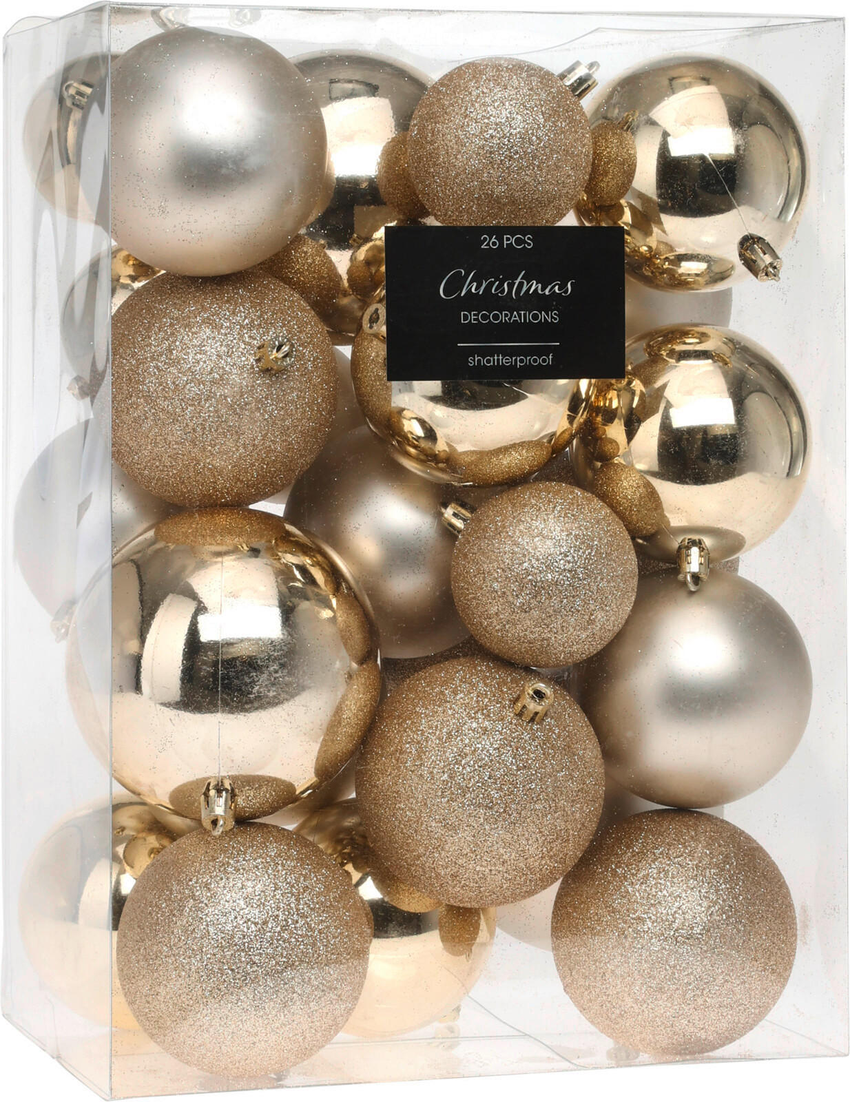 CHRISTBAUMKUGEL-SET 26-teilig Goldfarben  - Goldfarben, Basics, Kunststoff (24/15,8/33cm)