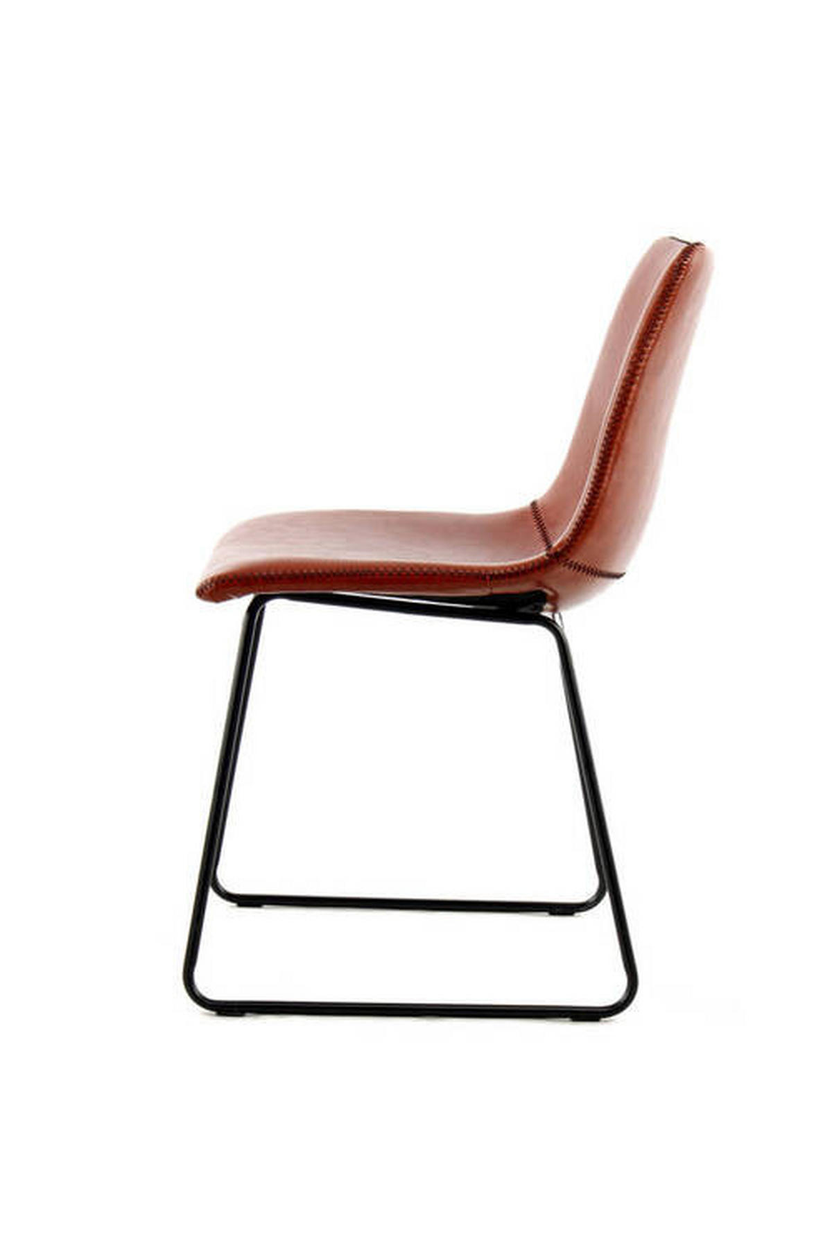 STOLSET 2 styck läderimitation  - brun, Trend, metall/textil (47,5/82/56cm) - Kayoom
