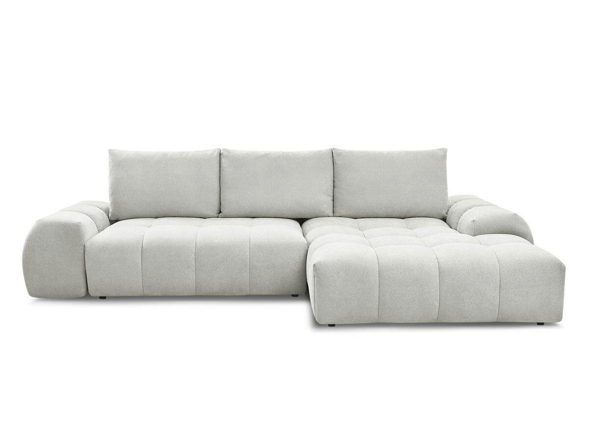 ECKSCHLAFSOFA EVEREST  mit Rücken echt, Armteil links, Armteil rechts Struktur Hellgrau  - Hellgrau/Schwarz, MODERN, Kunststoff/Textil (318/180cm) - Livetastic