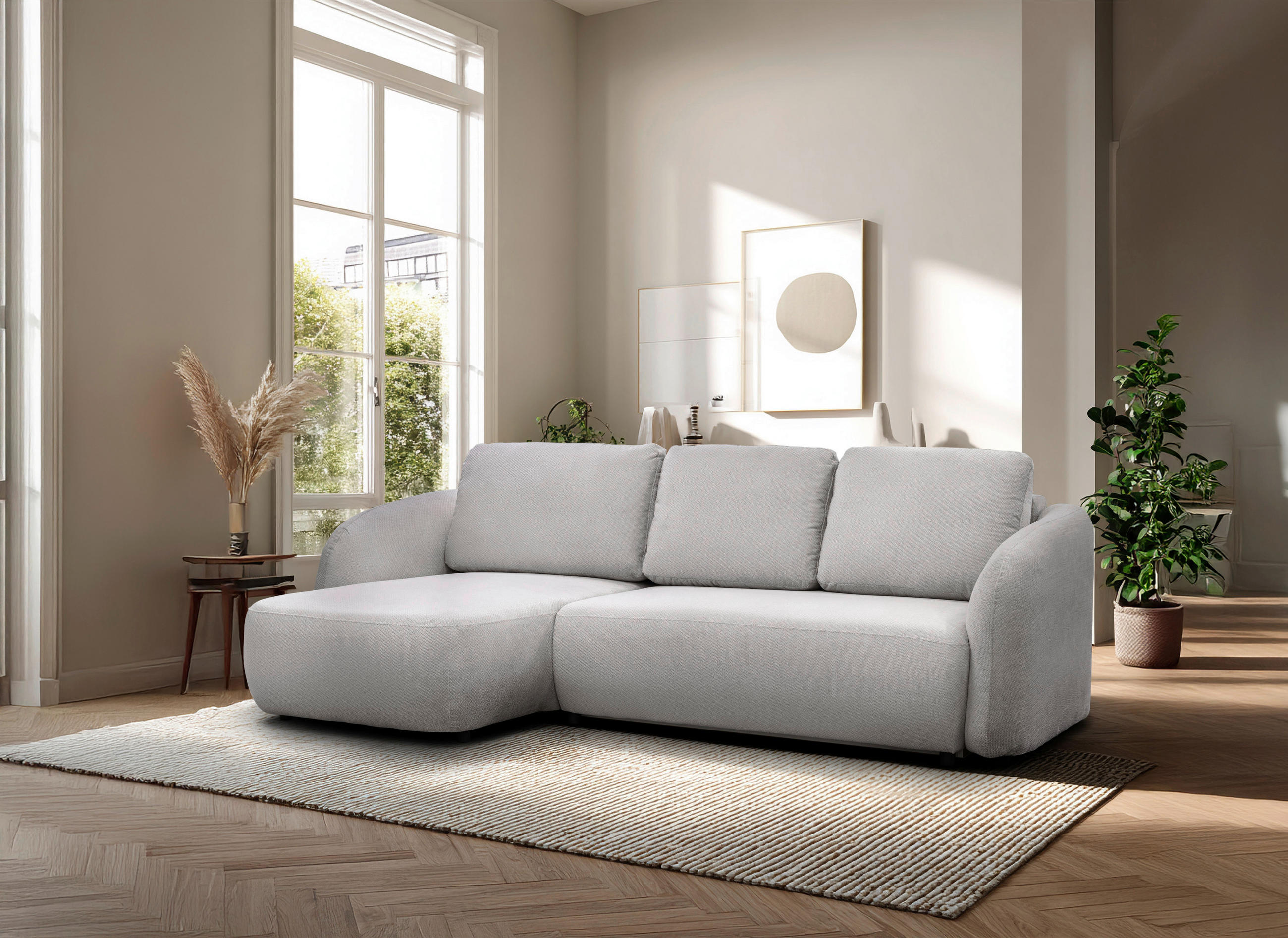 ECKSOFA PORTO Beige  - Beige/Schwarz, Design, Textil (154/270cm) - MID.YOU