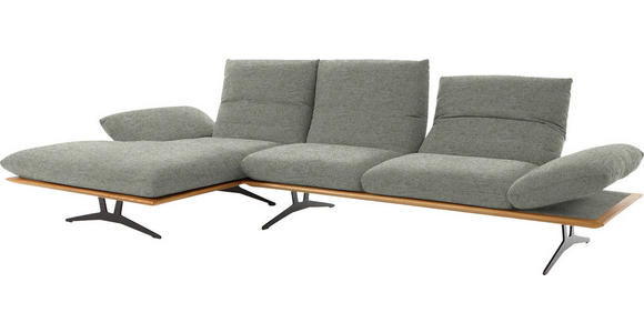 ECKSOFA in Flachgewebe Greige 159/314 cm - Greige/Schwarz, Design, Holz/Textil (159/314cm) - Dieter Knoll