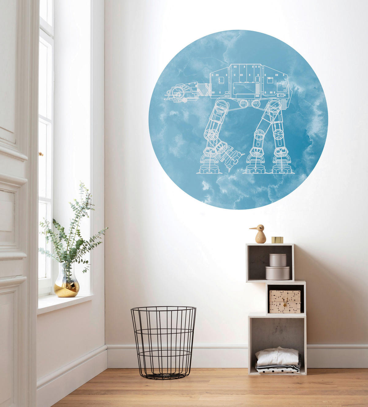 VLIESOVÁ TAPETA velikost: 125 cm - bílá/modrá, Basics (125cm) - Komar