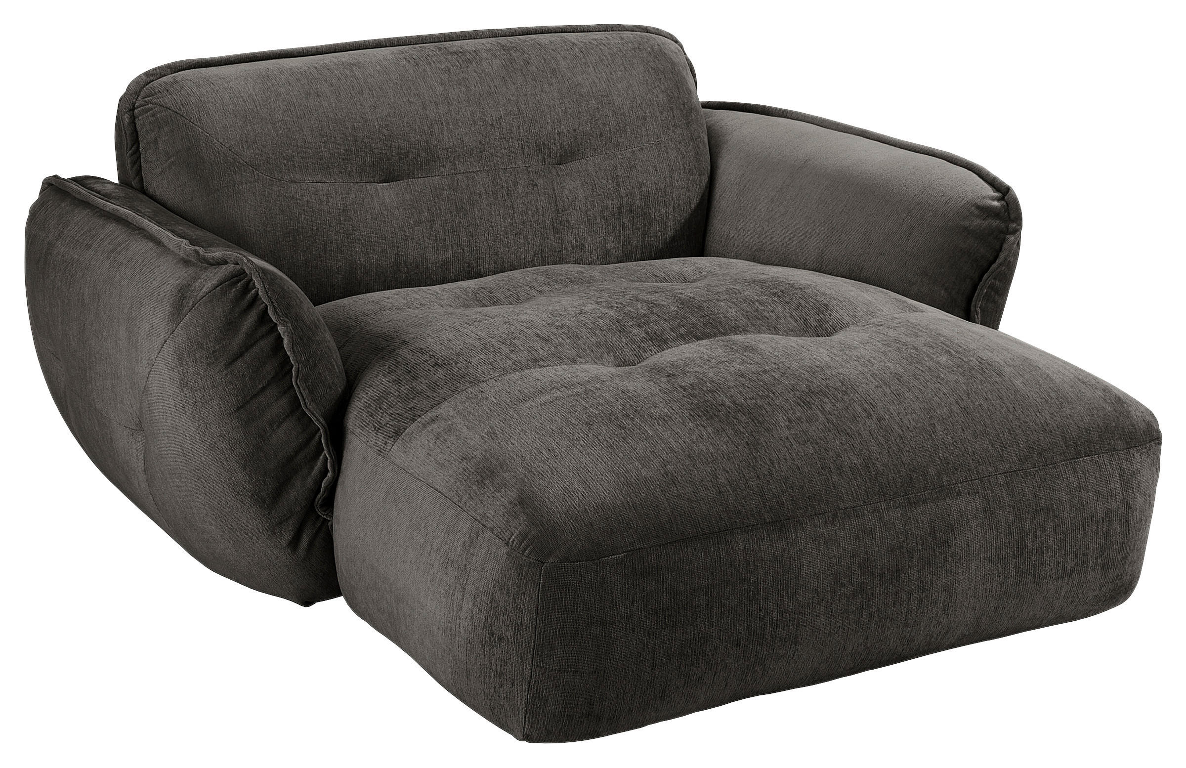 XXL-SESSEL in Chenille Anthrazit - Anthrazit/Schwarz, Modern, Kunststoff/Textil (182/87/184cm) - Trendmanufaktur