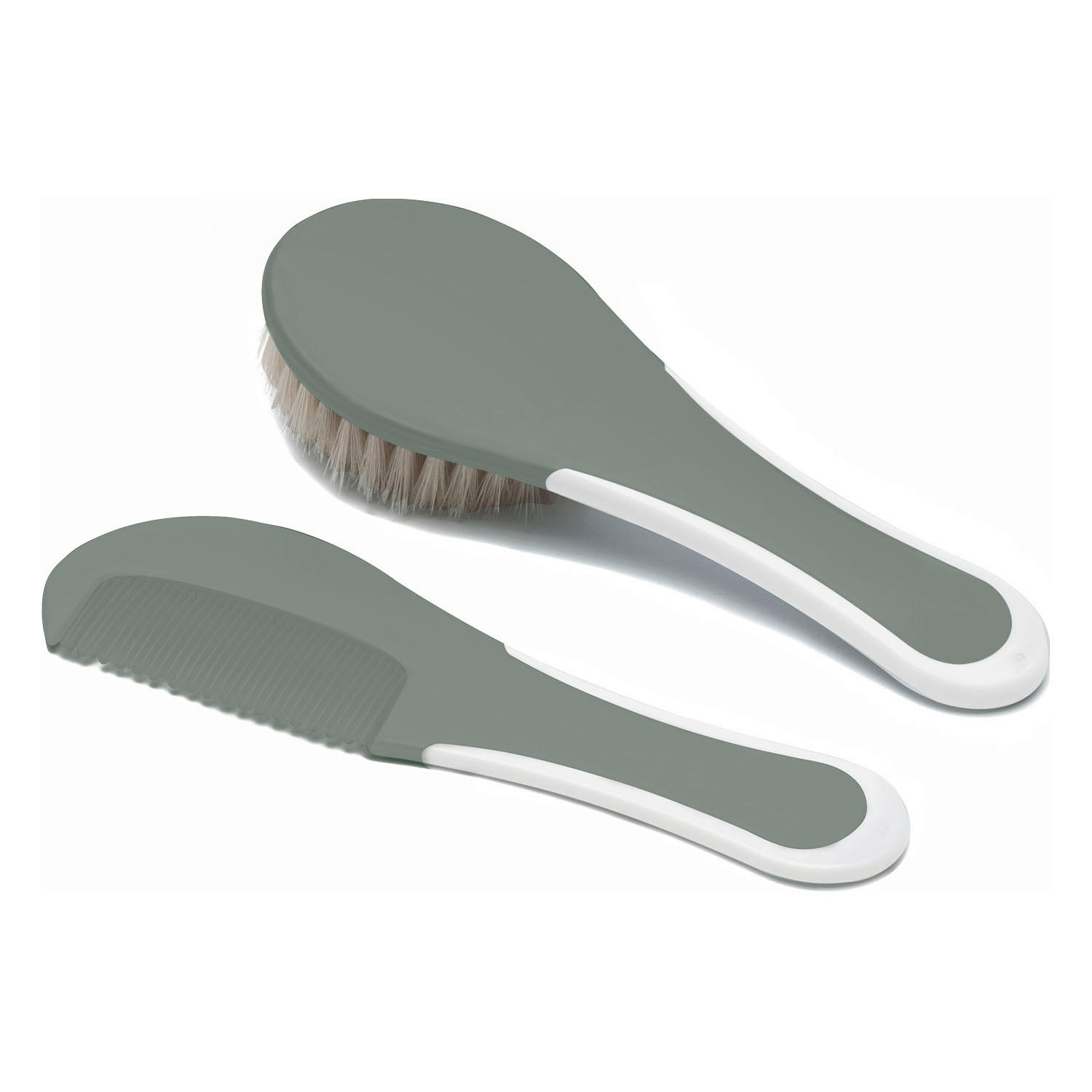 BABYKAMM UND BÜRSTE - Weiß/Grün, Basics, Kunststoff/Textil (16.4/5.6/2cm) - Bebe Jou